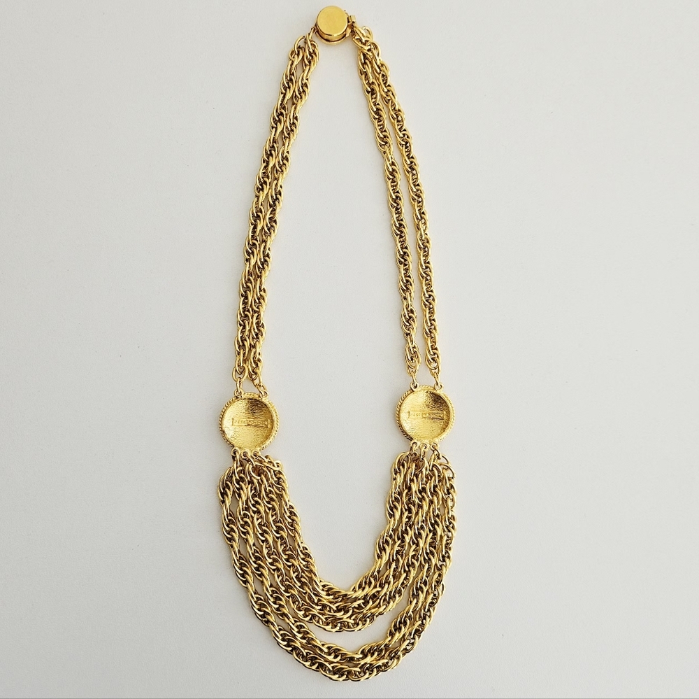 Vintage Chanel Lagerfeld Iconic Statement CC Swagged Collar Gold-plated Necklace - Picture 6 of 11